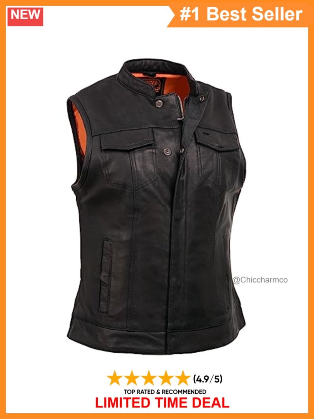 Milwaukee Leather Women's Leather Motorcycle Vest Concealed Carry Biker